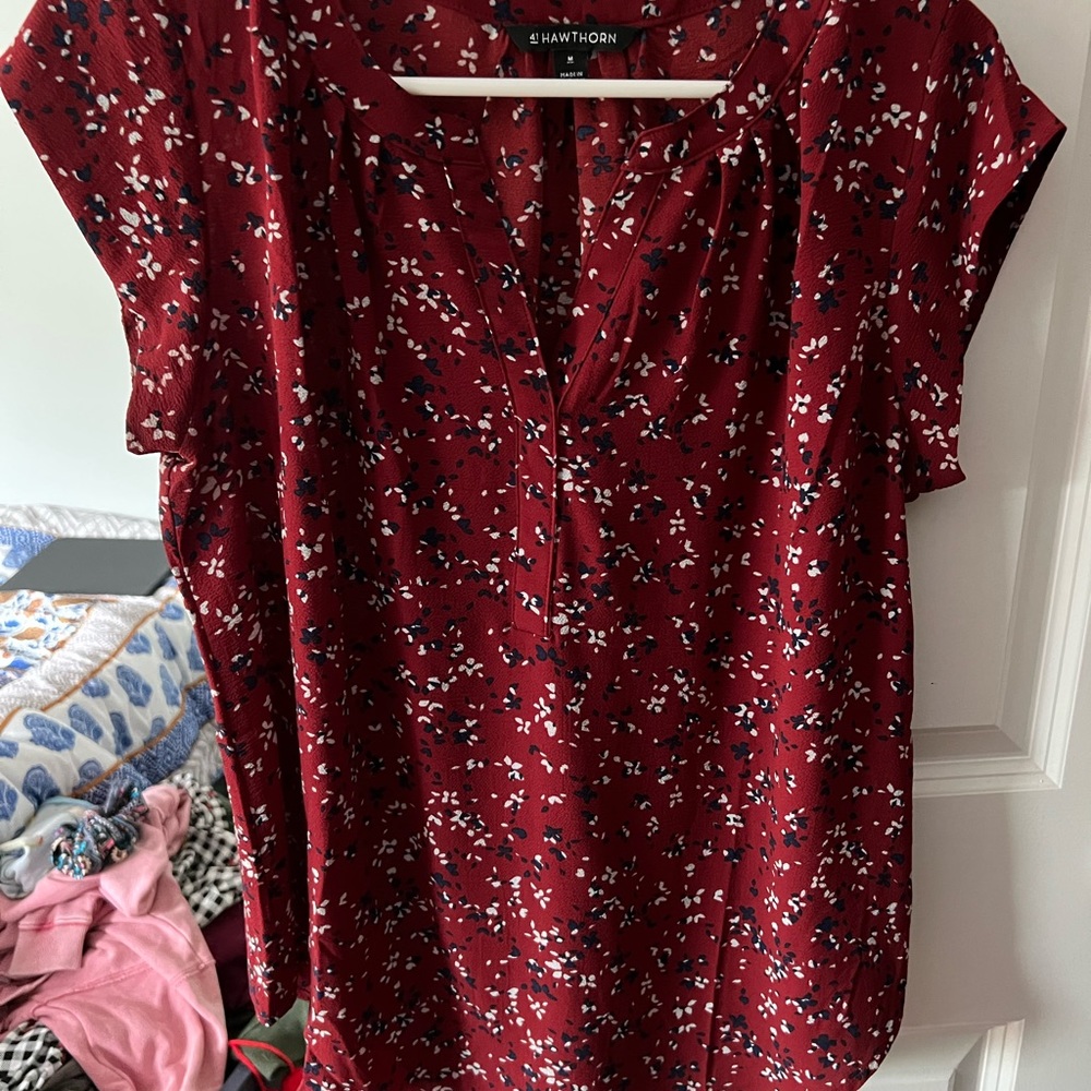 41 Hawthorn Red Patterned Blouse
